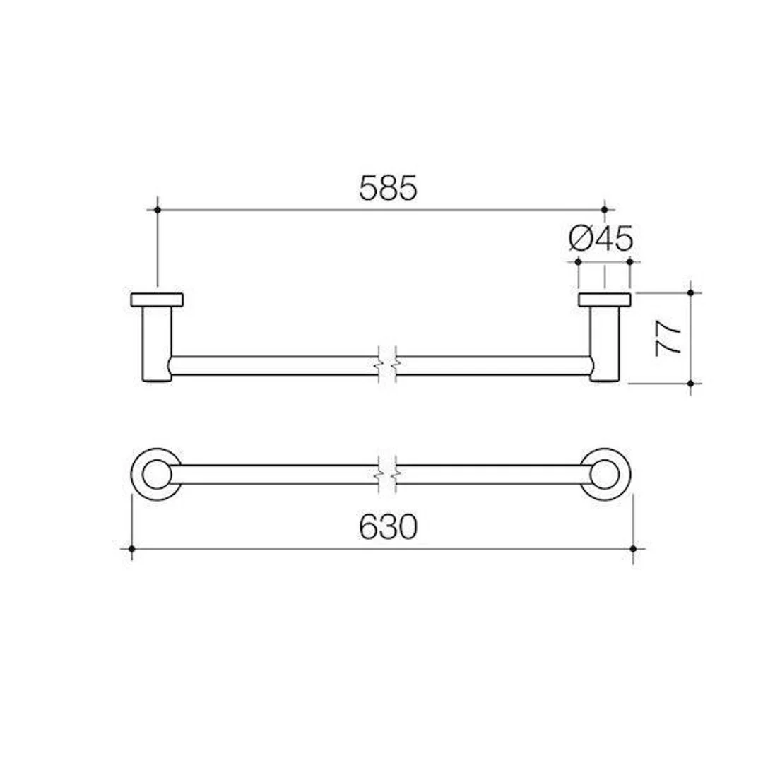 Caroma Cosmo Metal Single Towel Rail 600mm Chrome - Image 5