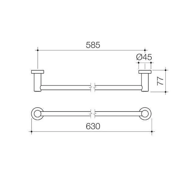 Caroma Cosmo Metal Single Towel Rail 600mm Chrome - Image 6