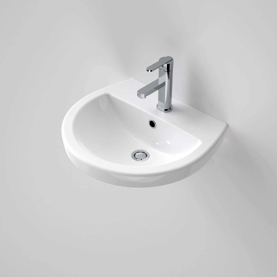 Caroma Cosmo Wall Basin 500mm X 440mm 1 Tap Hole White - Image 2