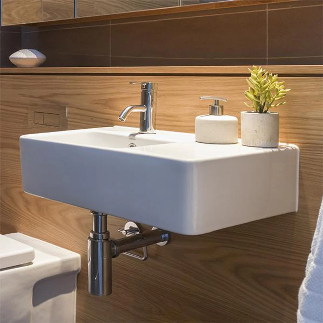 Caroma Cube Ext. Wall Basin R/H Shelf 570mm X 395mm Nth Whit - Image 2