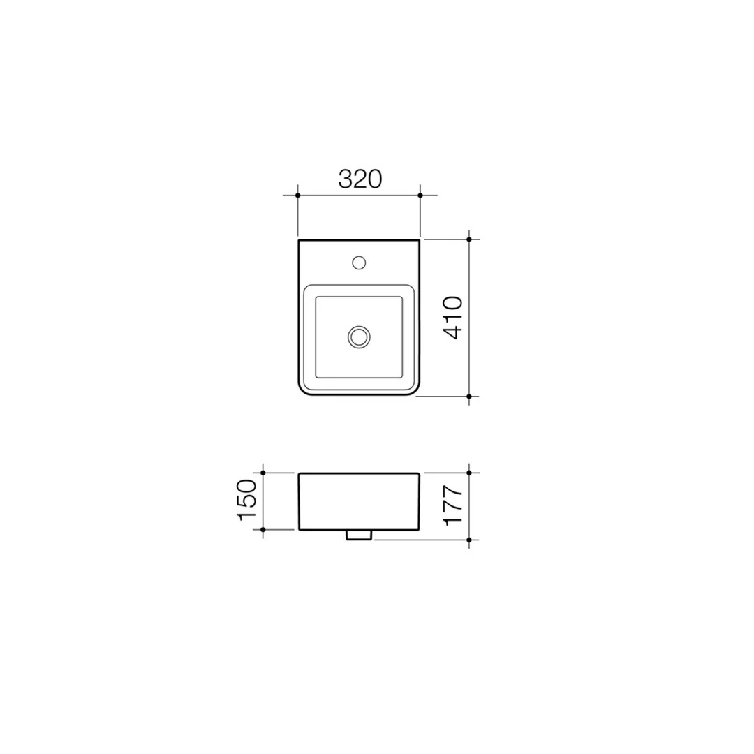 Caroma Cube Hand Wall Basin 320mm - Image 7