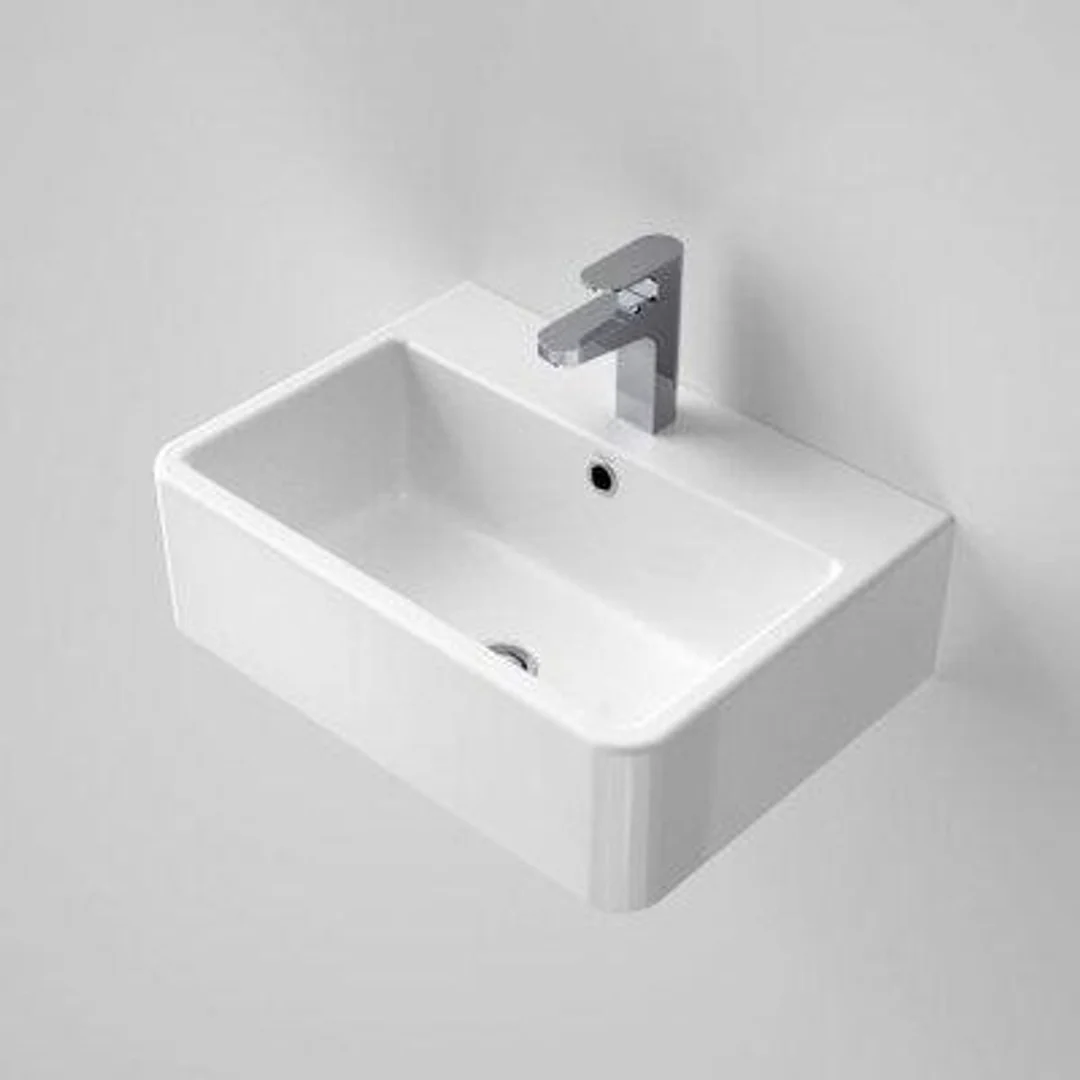 Caroma Cubus Utility Wall Basin 1 Tap Hole  White - Image 2