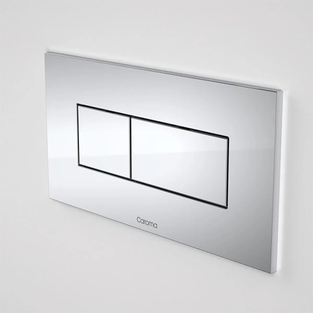 Caroma Invisi II Metal Rectang Dual Flush Plate & Buttons Chrome