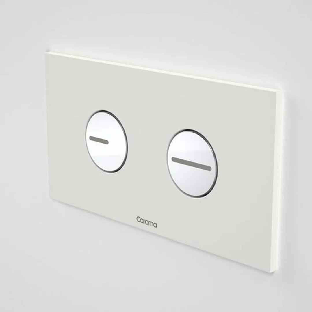 Caroma Invisi Series II Round Dual Flush Plate & Buttons - White - Image 2