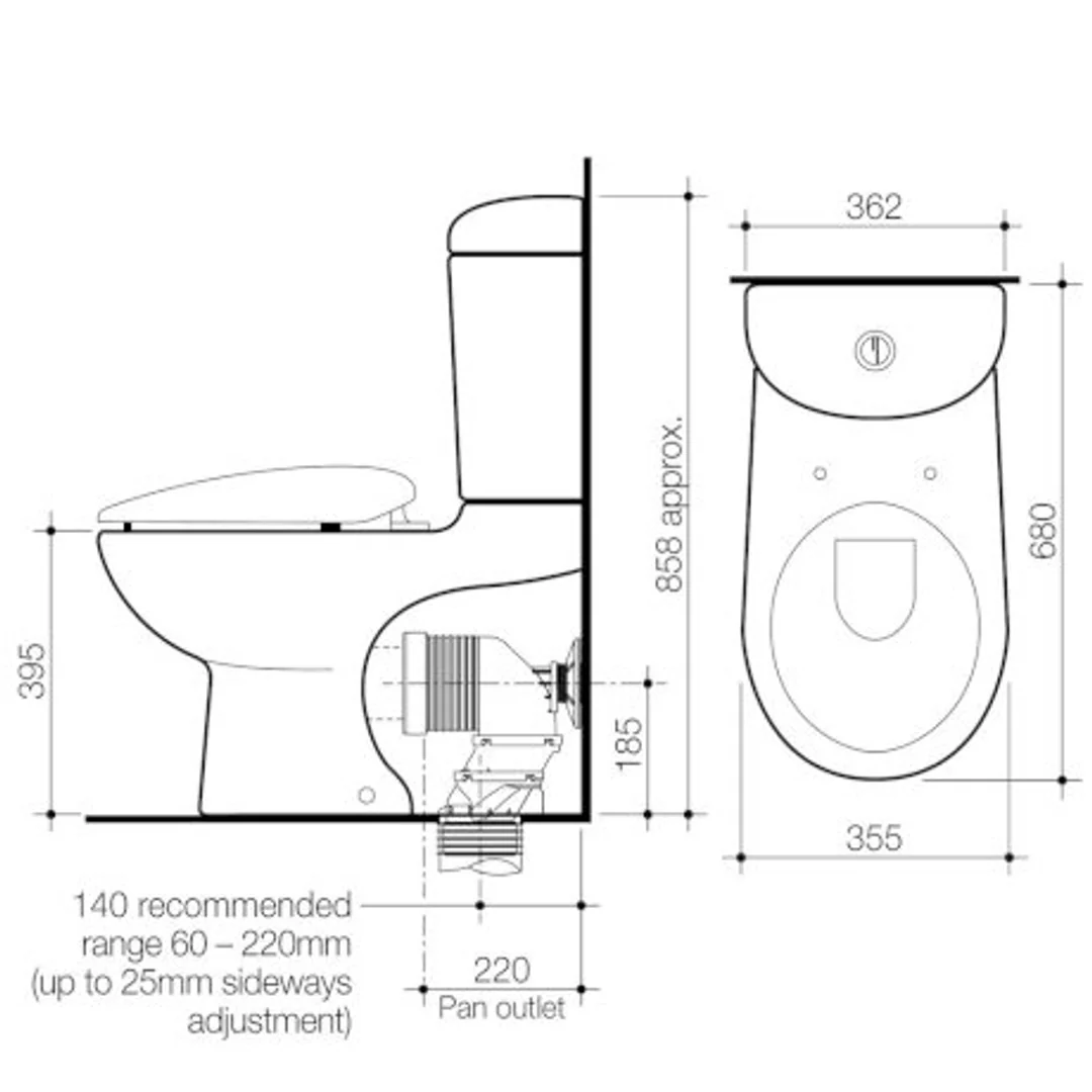 Caroma Leda 2000 Smartflush Back Inlet Suite C/W Seat White - Image 3