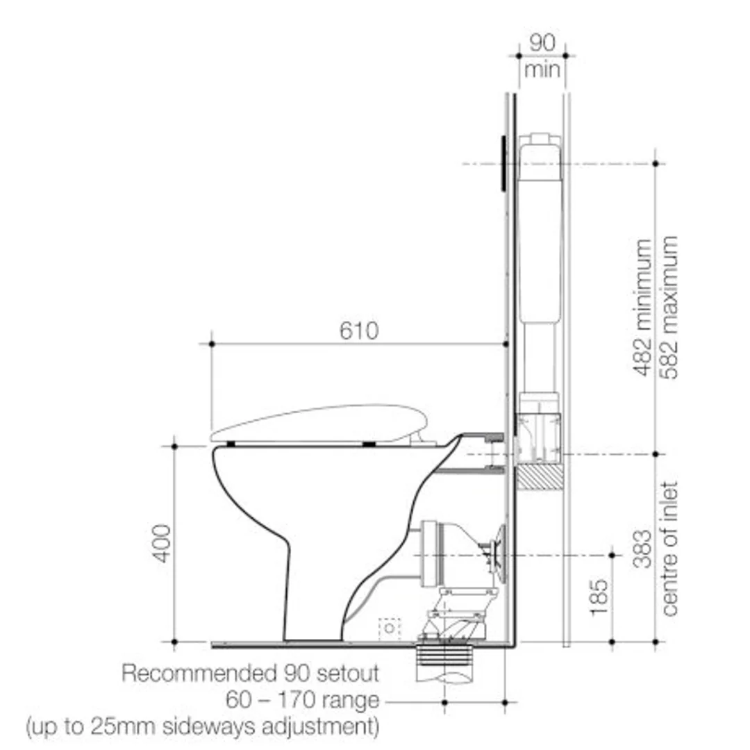 Caroma Leda Invisi Series II Toilet Suite Wall Faced White - Image 3