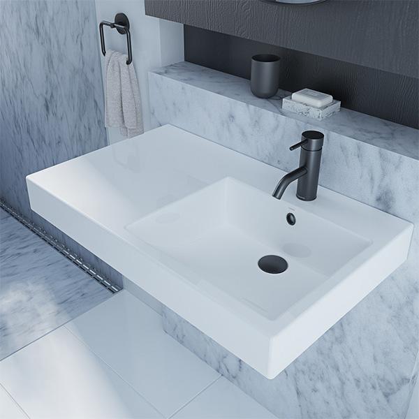 Caroma Liano Nexus 750 Wall Basin Lh  1 Tap Hole 665515W - Image 5