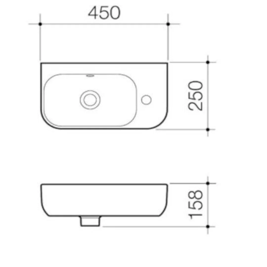 Caroma Luna Hand Wall Basin 450mm - Image 3