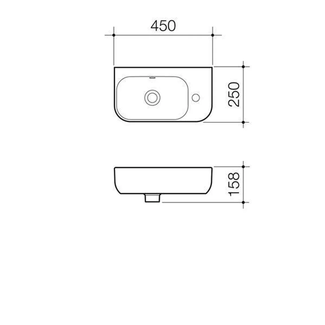 Caroma Luna Hand Wall Basin 450mm - Image 4
