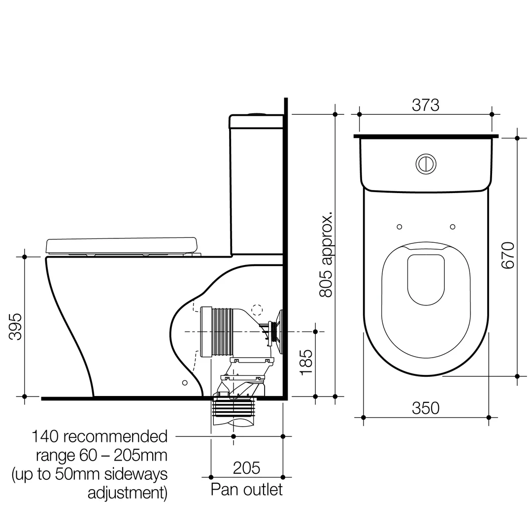 Caroma Luna Plus Bottom Inlet Cleanflush Wall Faced Suite White 844830W - Image 5