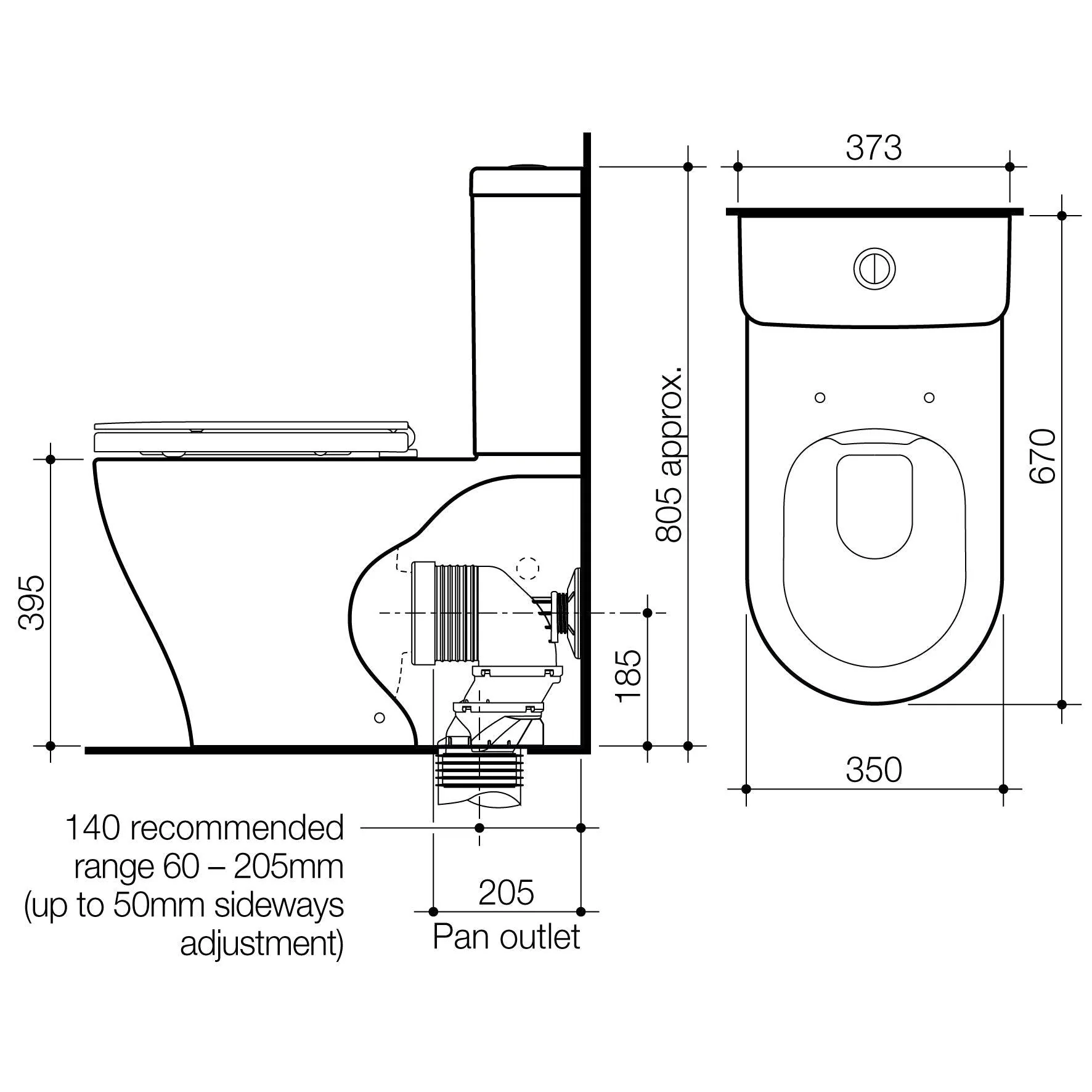 Caroma Luna Plus Bottom Inlet Cleanflush Wall Faced Suite White 844830W - Image 6