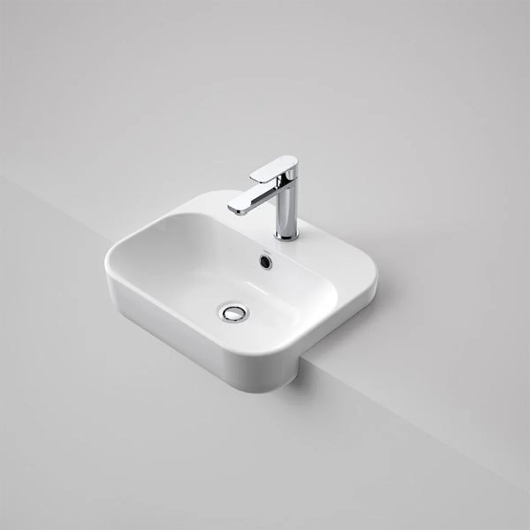 Caroma Luna Semi Recessed Basin 0 Tap Hole White 873605W - Image 2