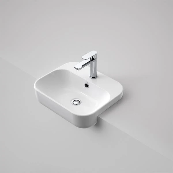Caroma Luna Semi Recessed Basin 0 Tap Hole White 873605W - Image 3