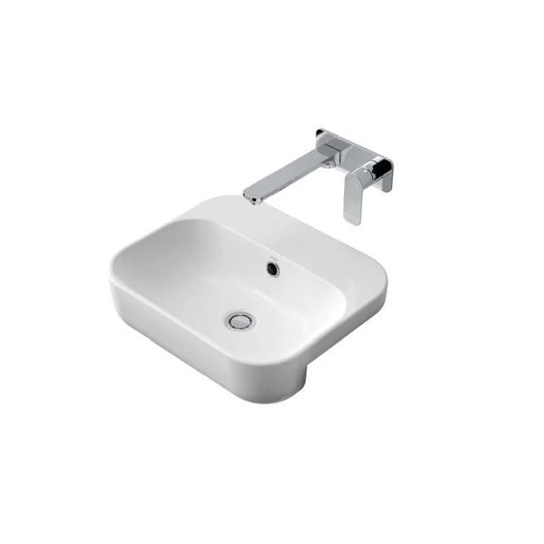Caroma Luna Semi Recessed Basin 1 Tap Hole White 873615W - Image 3