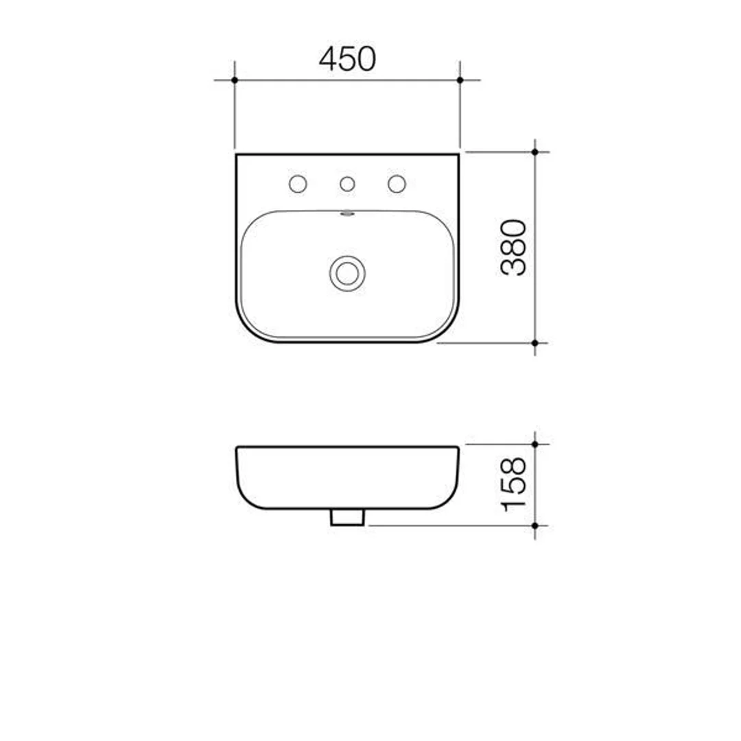 Caroma Luna Wall Basin 1 Tap Hole White 874215W - Image 3