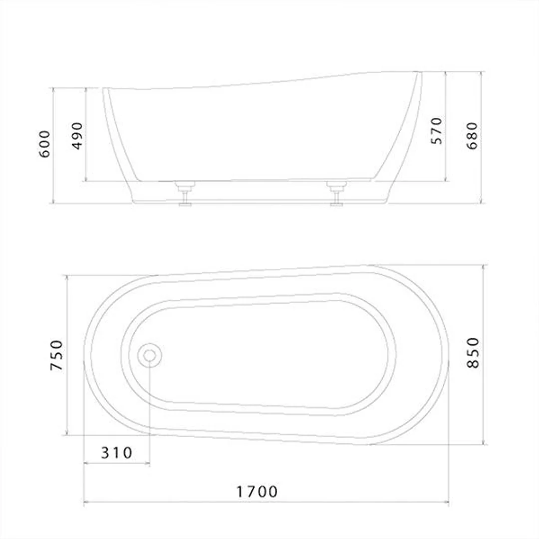 Caroma Noir Freestanding Bath  1700mm - Image 4