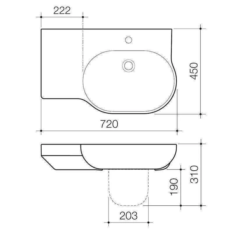 Caroma Opal 720 Wall Basin Left Hand White 1 Tap Hole - Image 5