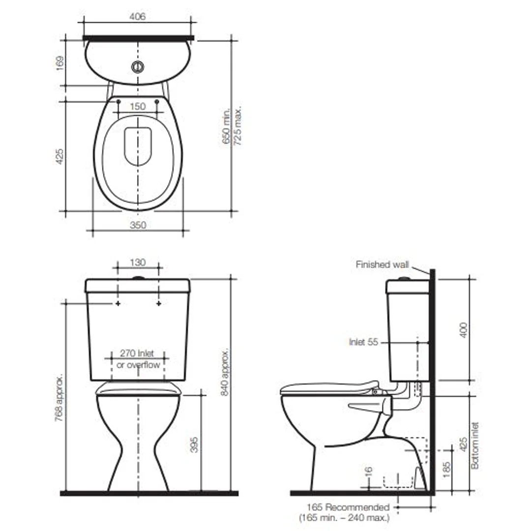 Caroma Profile/Trident Connector S Trap Suite Std Seat White - Image 3