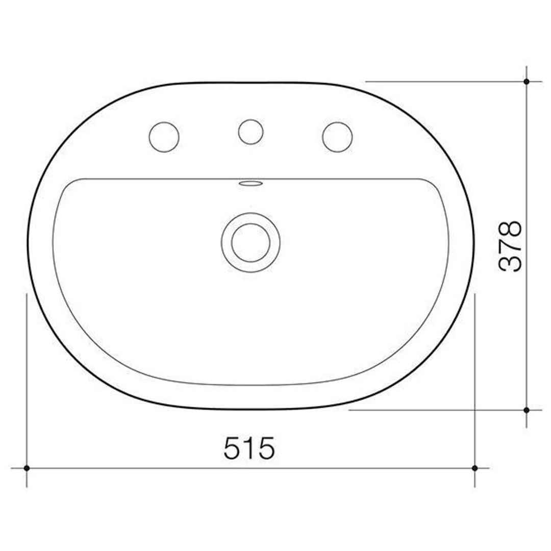 Caroma Track Inset Basin White 1 Tap Hole - Image 4