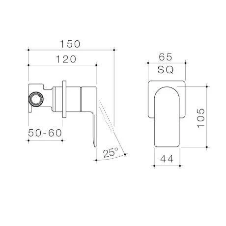 Caroma Urbane II Bath/Shower Mixer Square Brushed Nickel - Image 4