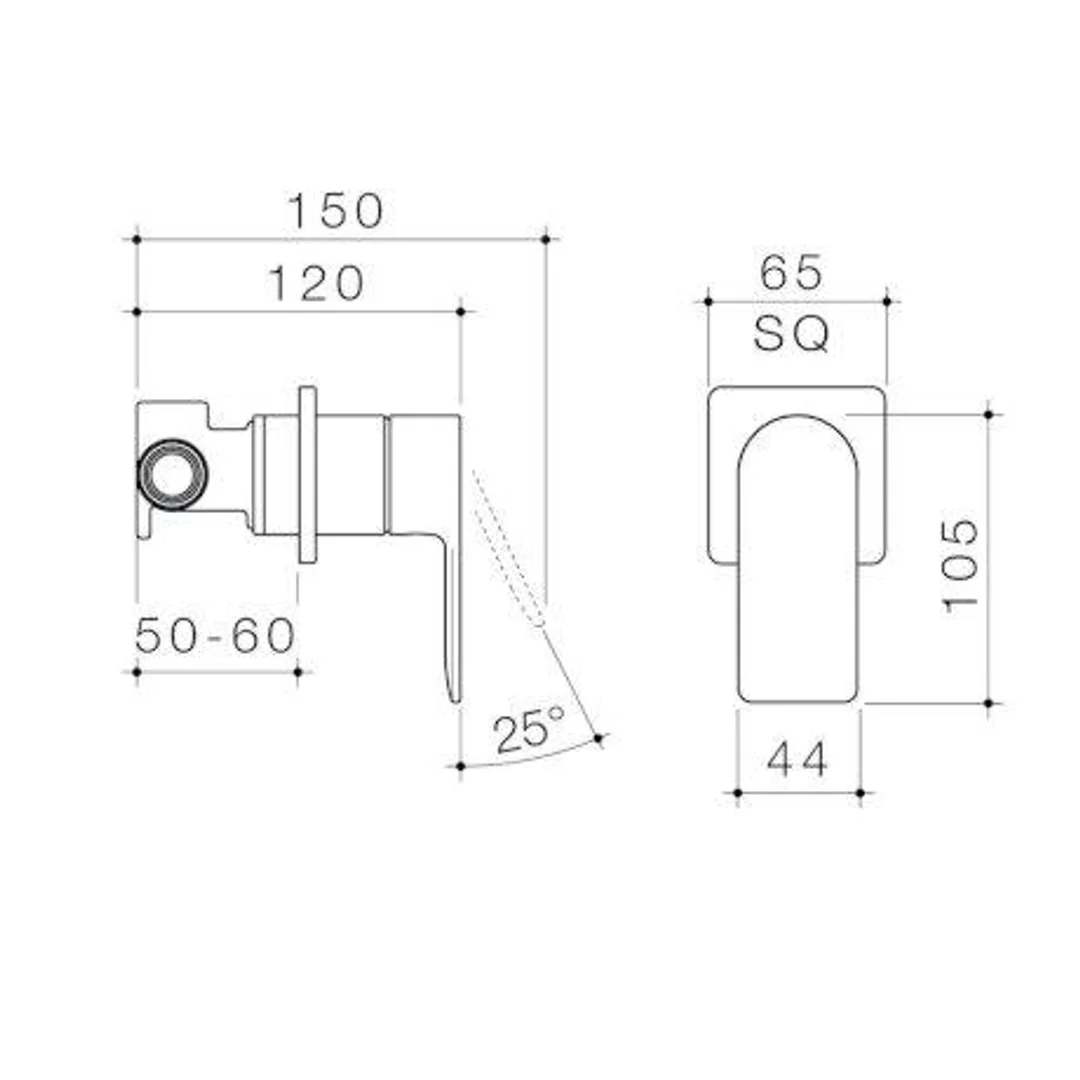 Caroma Urbane II Bath/Shower Mixer Square Gunmetal - Image 4