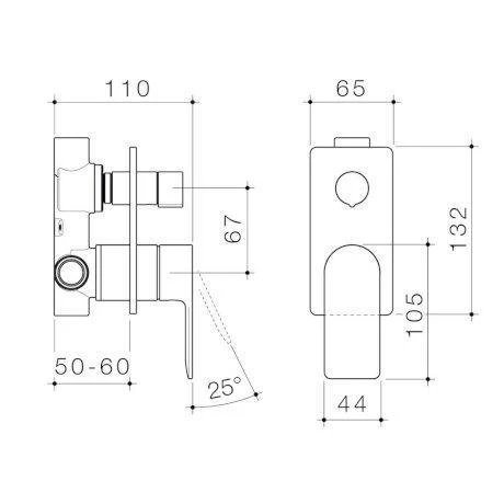 Caroma Urbane II Bath/Shower Mixer With Diverter Rectangle Matte Black - Image 5