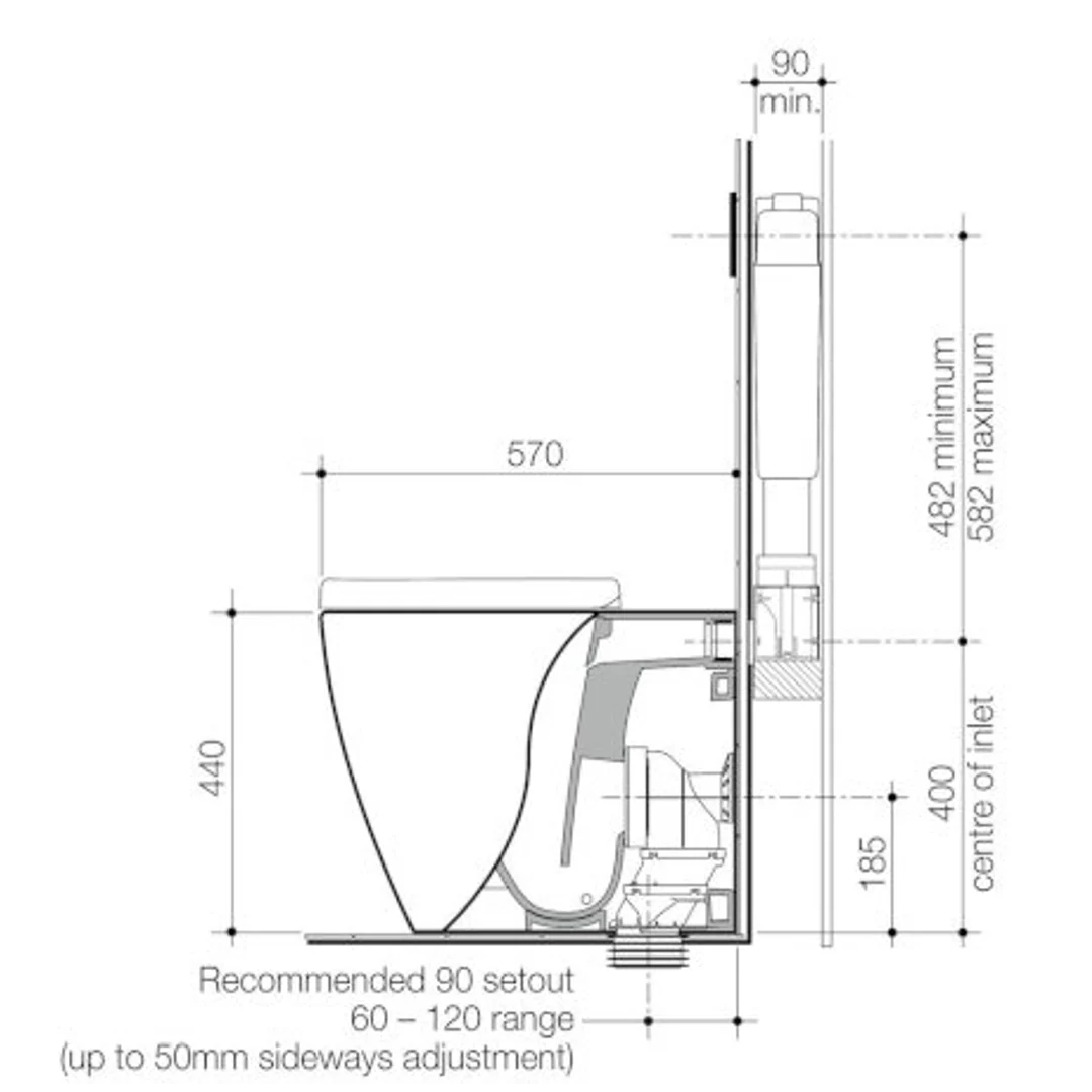 Caroma Urbane II Cleanflush Wall Faced Invisi Series II Toilet Suite - Image 3
