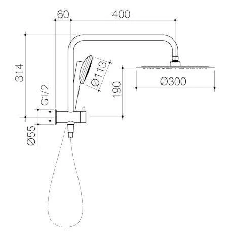 Caroma Urbane II Compact Twin Shower Gunmetal - Image 4