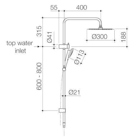 Caroma Urbane II Rail Shower 300mm Overhead Gunmetal - Image 4