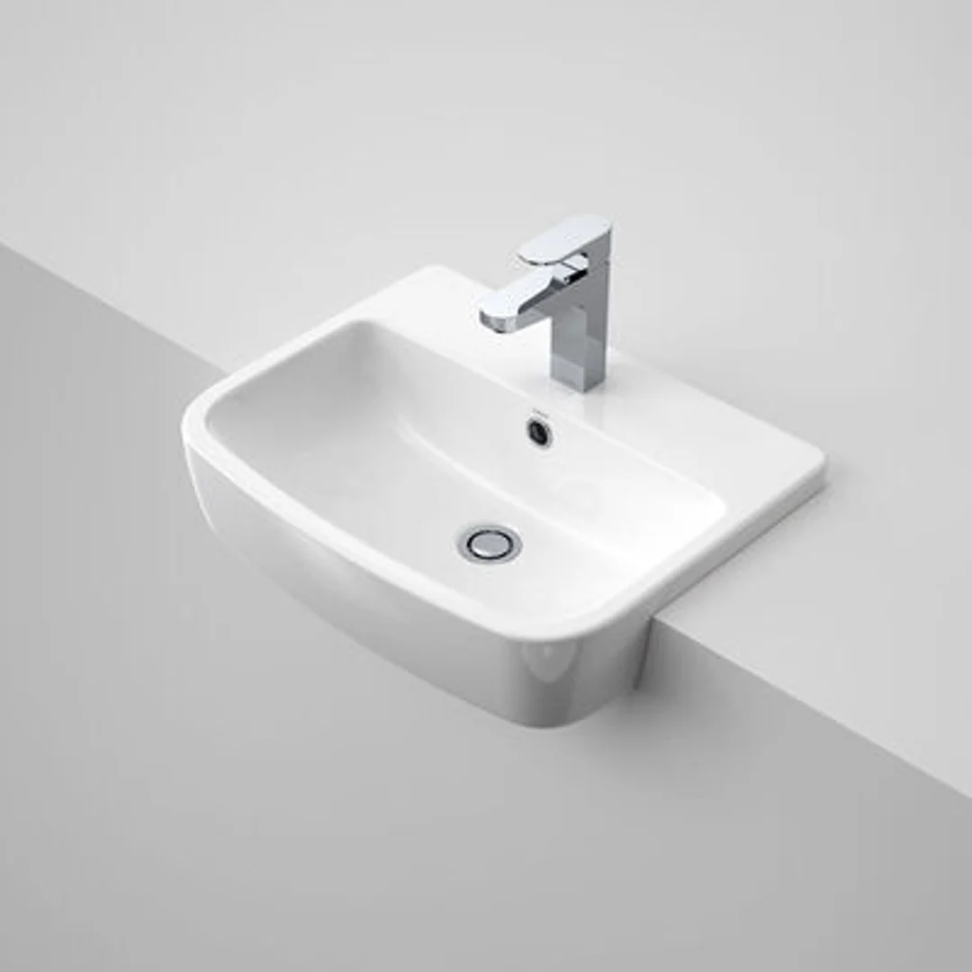 CAROMA URBANE SEMI RECESSED BASIN 1 Tap Hole WHITE