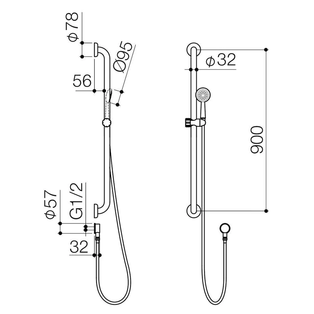 Caroma Virtu Plus Starsafe II Shower Set - 900mm Rail - Image 3