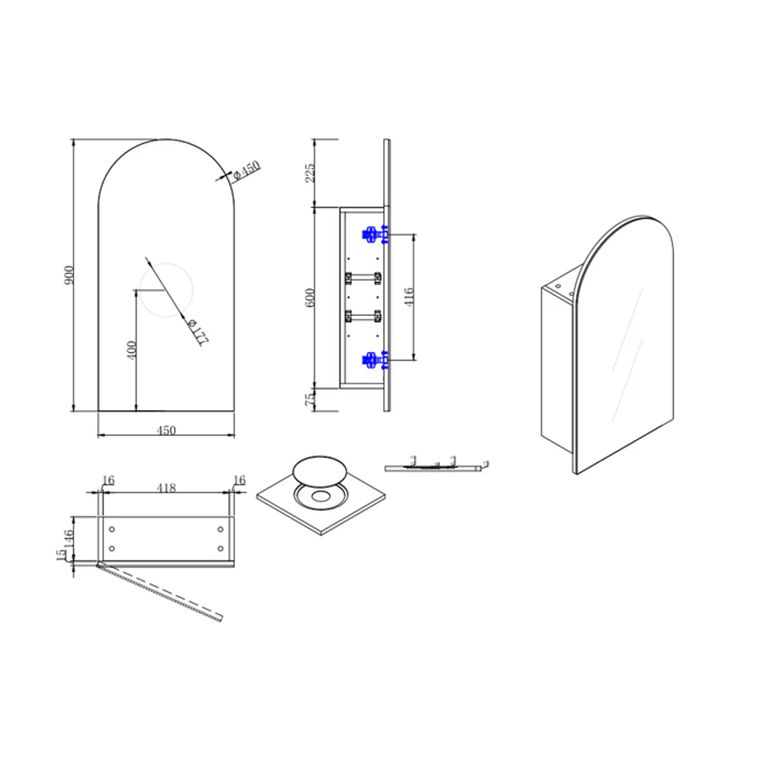 Cassa Design Archied Shaving Cabinet 750X1200X150mm Matte White - Image 3