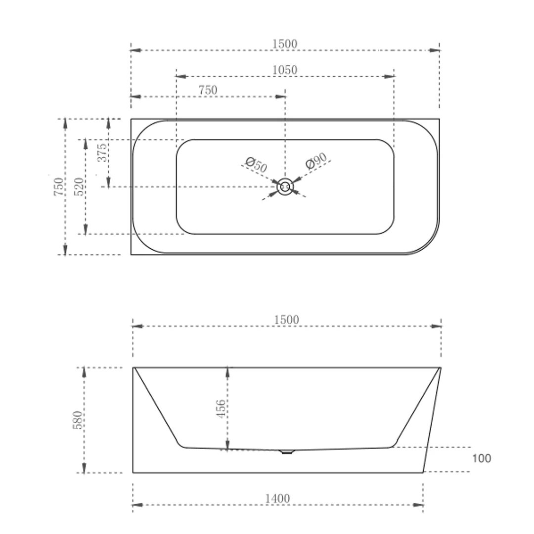 Cassa Design Ashton Corner Back To Wall Bath Left Hand Corner Matte White 1500mm - Image 3