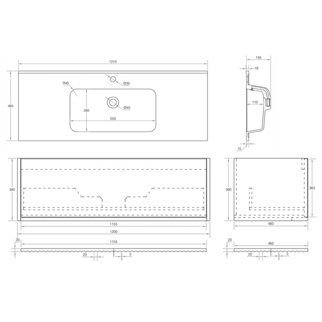 Cassa Design Capture 1200mm Wall Hung Vanity Solid Surface Moulded Top Natural Oak - Image 3