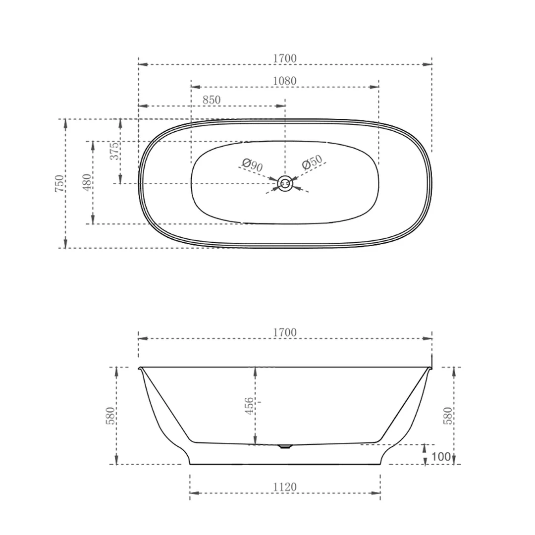 Cassa Design Hampton Bath Matte White 1700mm - Image 3