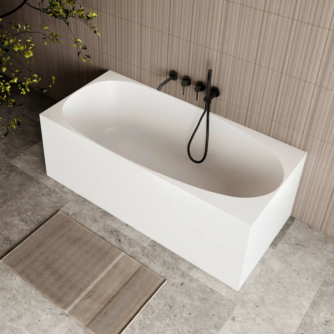 Cassa Design New Multi Square Corner Back To Wall Bath Matte White 1400mm - Image 3