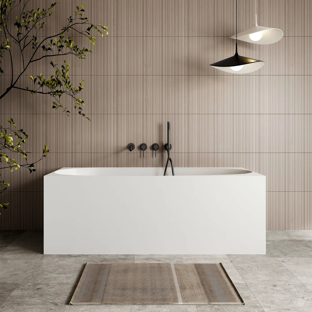 Cassa Design New Multi Square Corner Back To Wall Bath Matte White 1700mm