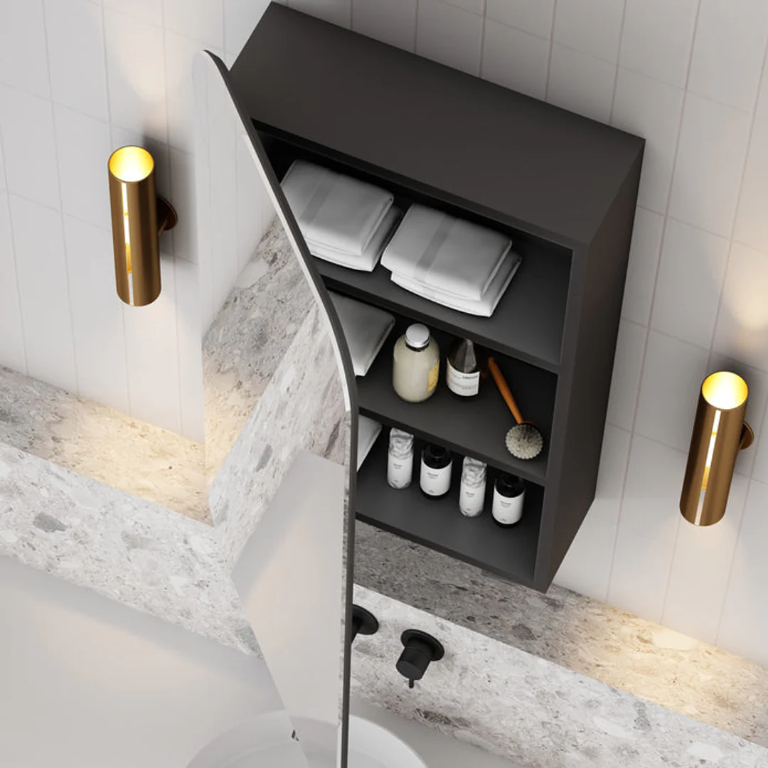Cassa Design Rec Shaving Cabinet 450X900X150mm Matte Black - Image 2
