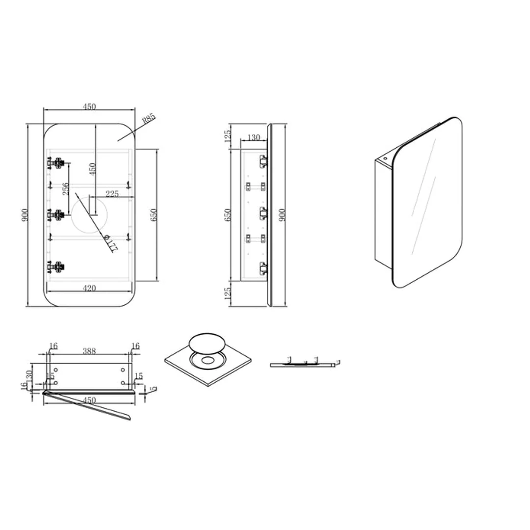 Cassa Design Rec Shaving Cabinet 450X900X150mm Matte White - Image 3