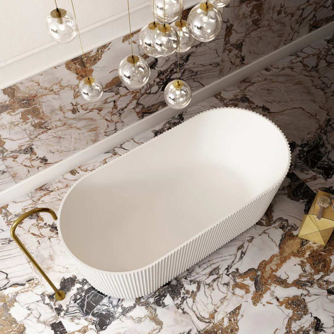 Cassa Design VGroove Back To Wall Bath Matte White 1700mm - Image 4
