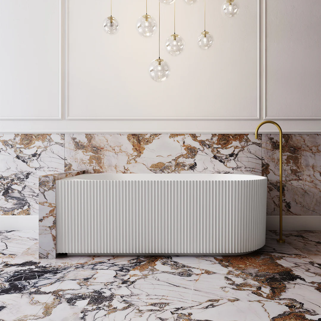 Cassa Design VGroove Corner Back To Wall Bath Left Hand Corner Matte White 1700mm - Image 2