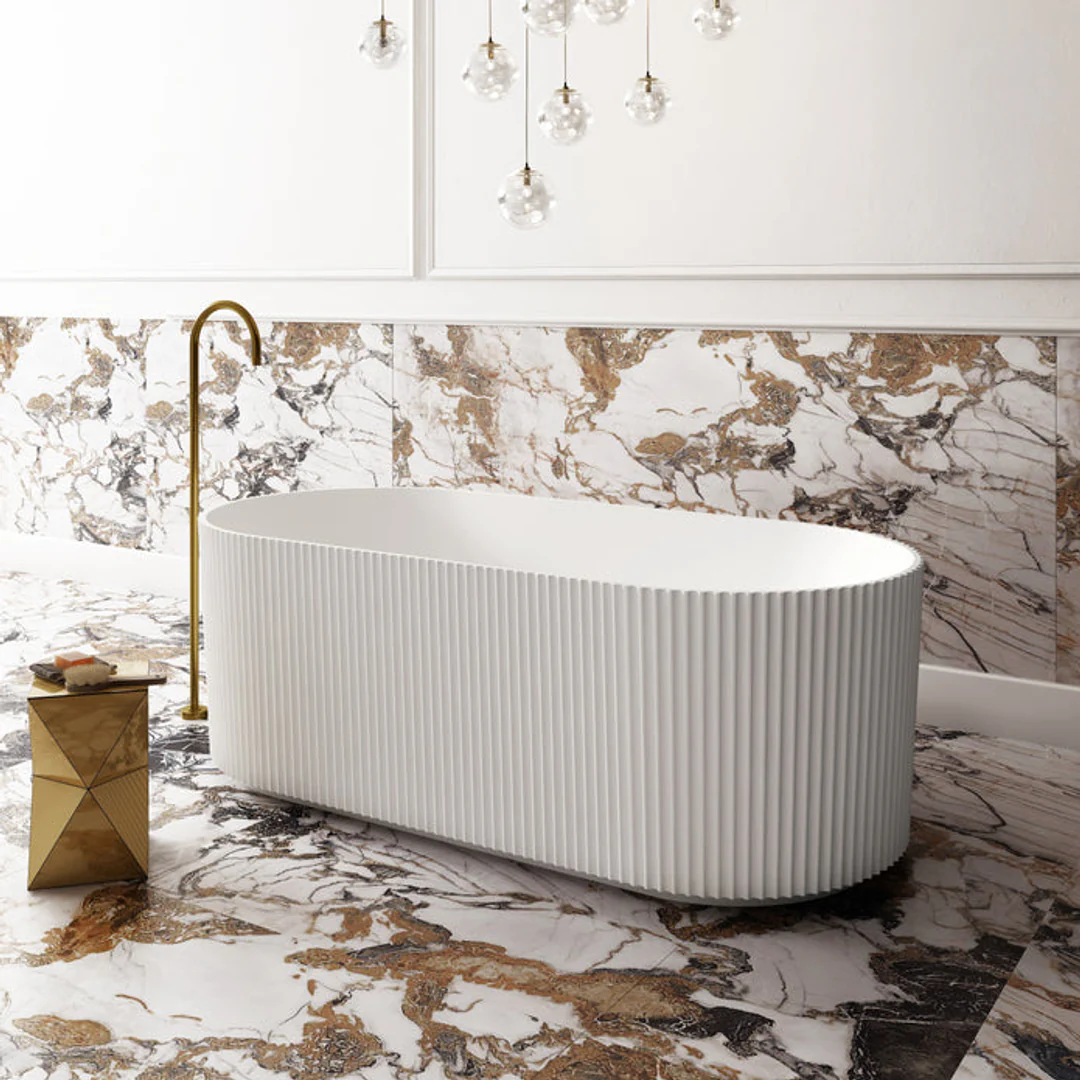 Cassa Design VGroove Round Bath Matte White 1700mm - Image 3