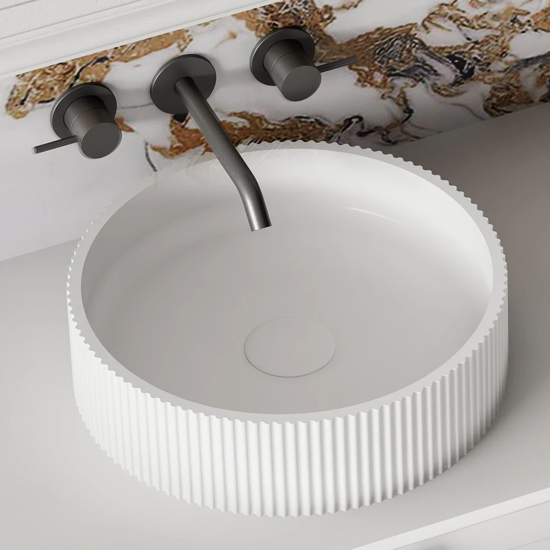 Cassa Design V-Groove Round Above Counter Basin Matte White - Image 4