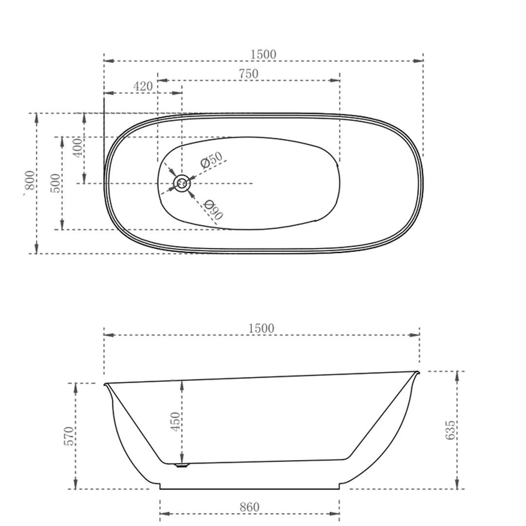 Cassa Design Vita HighRise Bath Matte White 1500mm - Image 3
