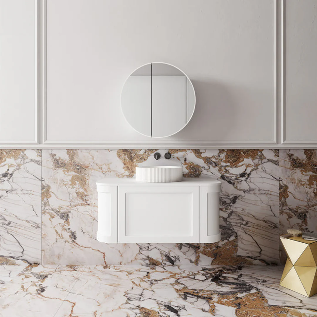 Cassa Design Westminster 1200mm Curved Wall Hung Vanity 20mm Solid Stone Bench Top - Image 2