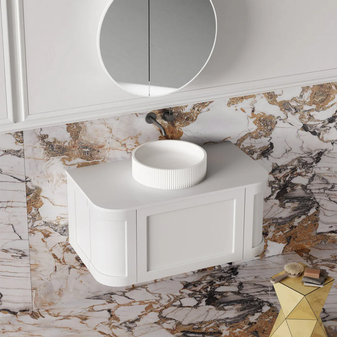 Cassa Design Westminster 1200mm Curved Wall Hung Vanity 20mm Solid Stone Bench Top - Image 4