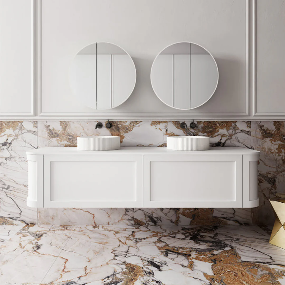 Cassa Design Westminster 1800mm Curved Wall Hung Vanity 20mm Solid Stone Bench Top - Image 2