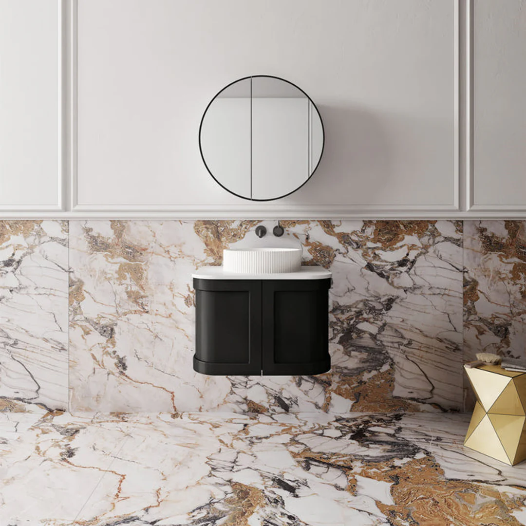 Cassa Design Westminster 600mm Curved Wall Hung Vanity 20mm Solid Stone Bench Top - Image 2