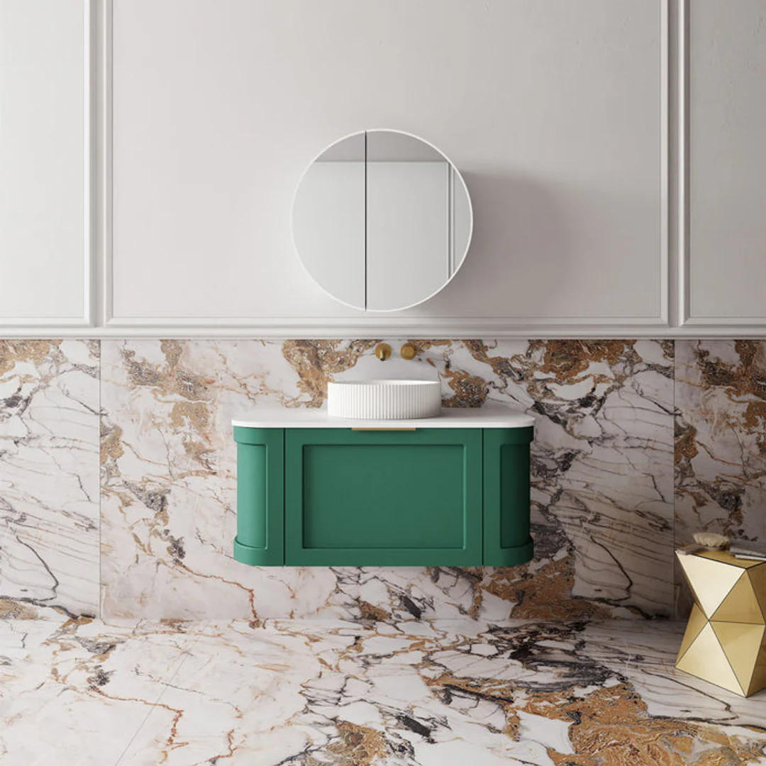 Cassa Design Westminster 900mm Vanity 1 Drawer 2 Curved Doors Emerald Green