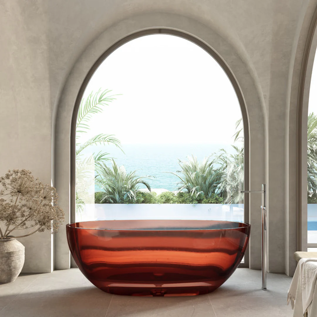 Cassa Design Wow Translucency Resin Stone Bath Amber Brown 1500mm - Image 2